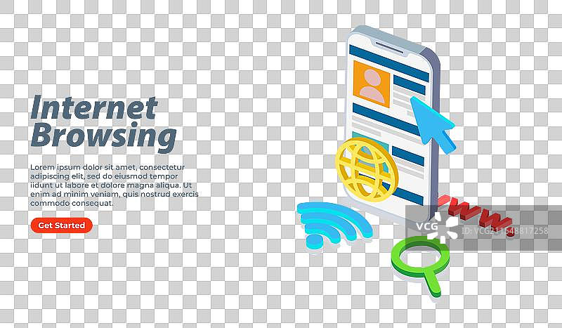 使用智能手机和WiFi上网浏览图片素材