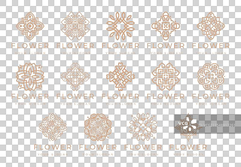 优雅的花卉装饰标志和图标合集图片素材