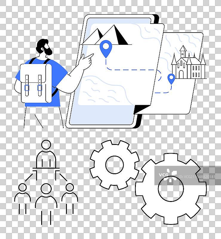 使用智能手机地图规划路线的旅行者图片素材