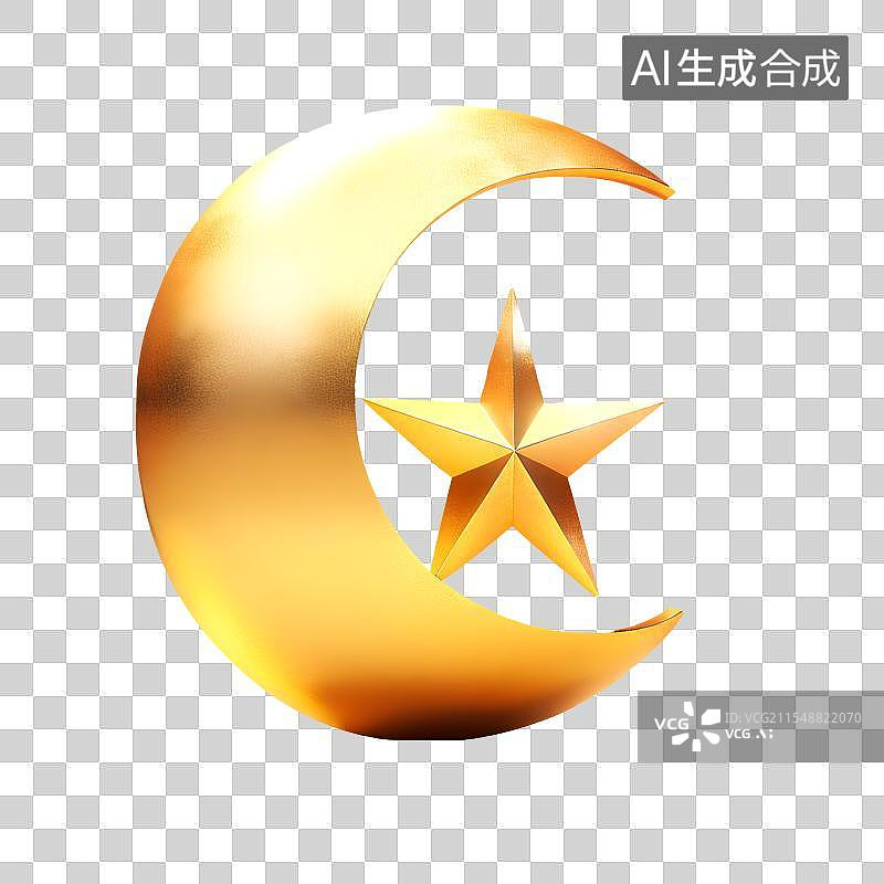 【AI数字艺术】3D渲染，金色星星，五角星免抠元素图片素材