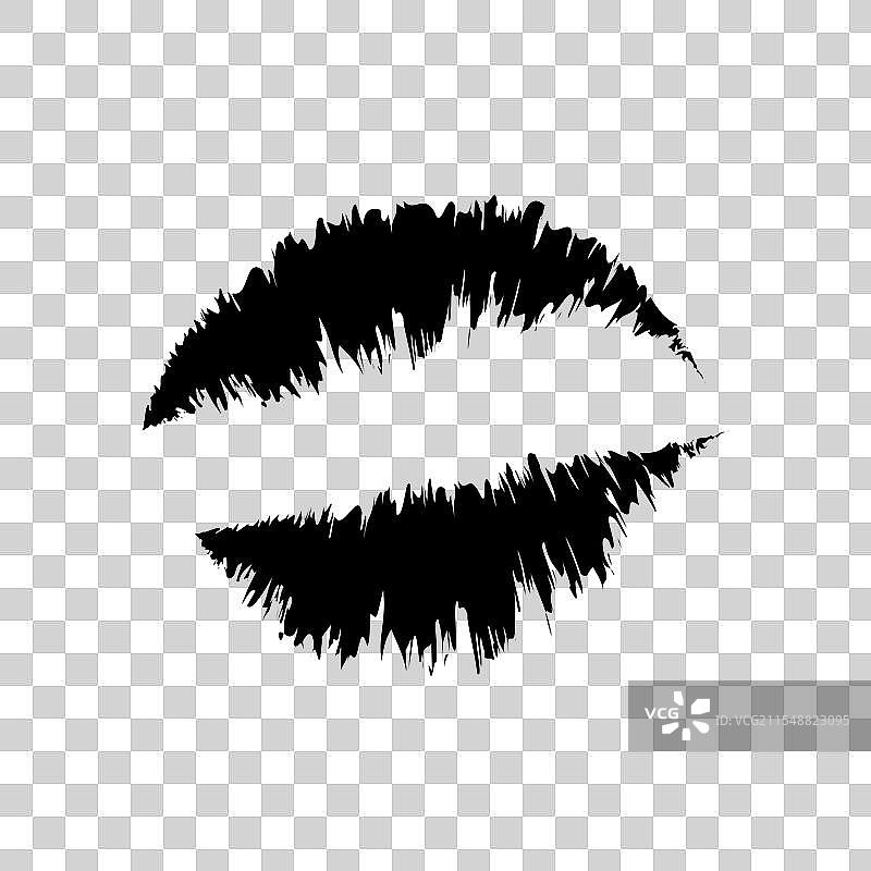 嘴唇和吻的黑色轮廓，象征着浪漫图片素材