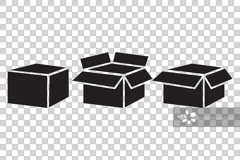 盒子图标，打开和关闭的包装箱符号图片素材