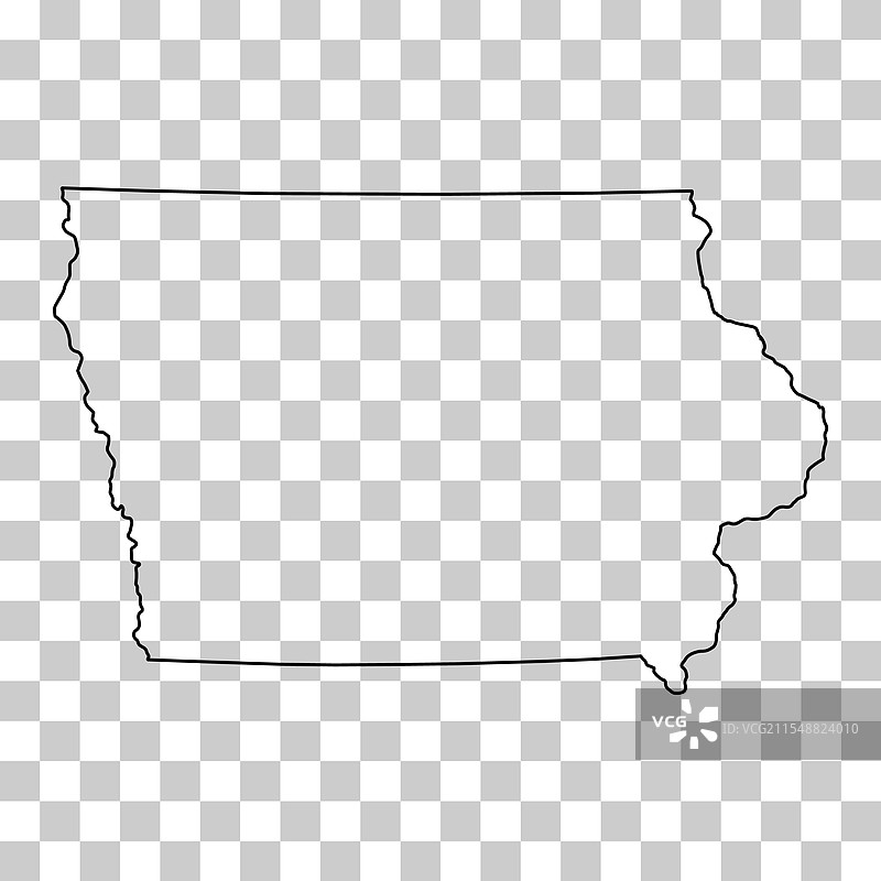 美国爱荷华州的平面地图形状图片素材