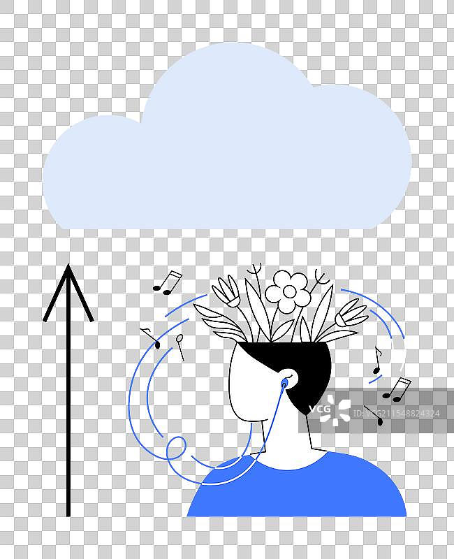 音乐流媒体到云端，一个手持花朵的人图片素材