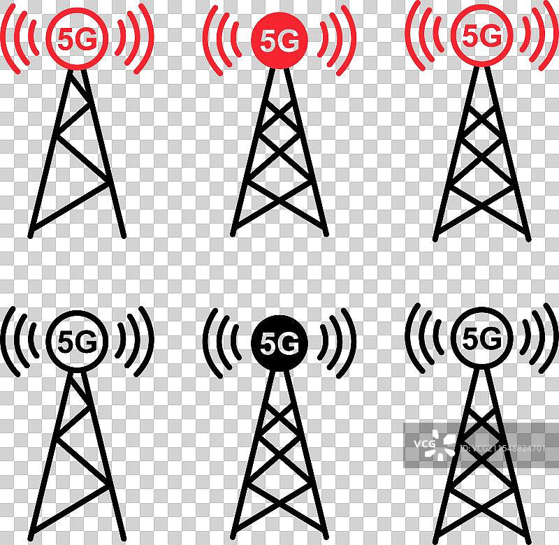 无线技术信号塔图标集合图片素材