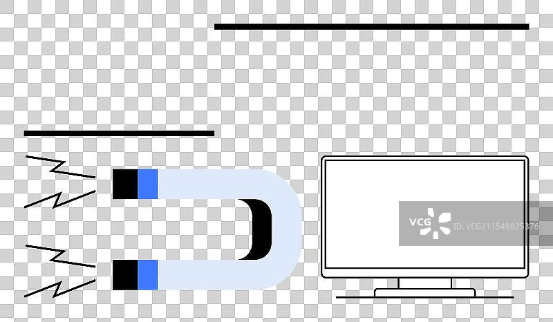 磁铁吸引力线朝向一个图片素材