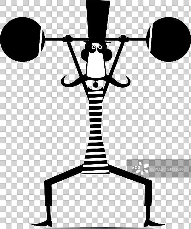 身穿高顶礼帽的强壮长胡子举重运动员图片素材