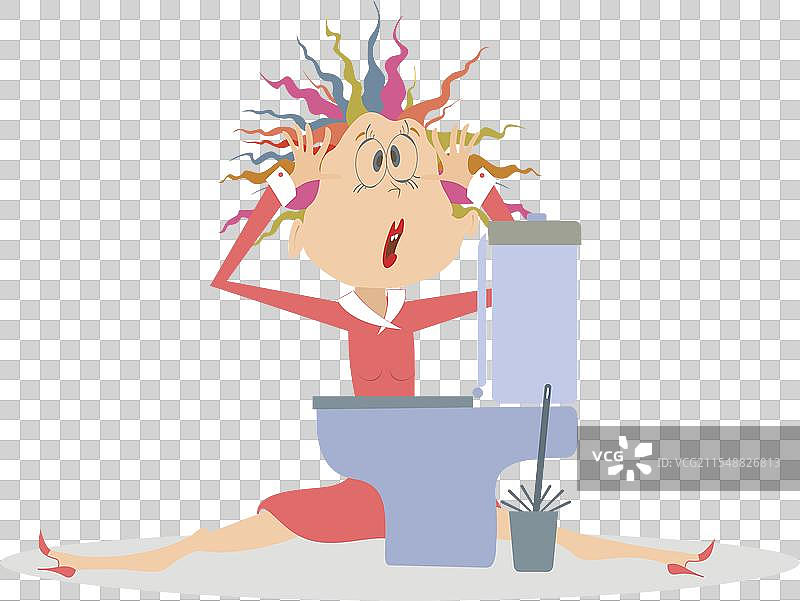 年轻女性在厕所呕吐图片素材