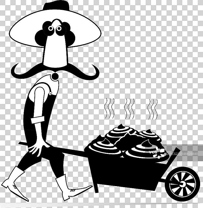 农民或园丁推着一辆装满肥料的手推车图片素材