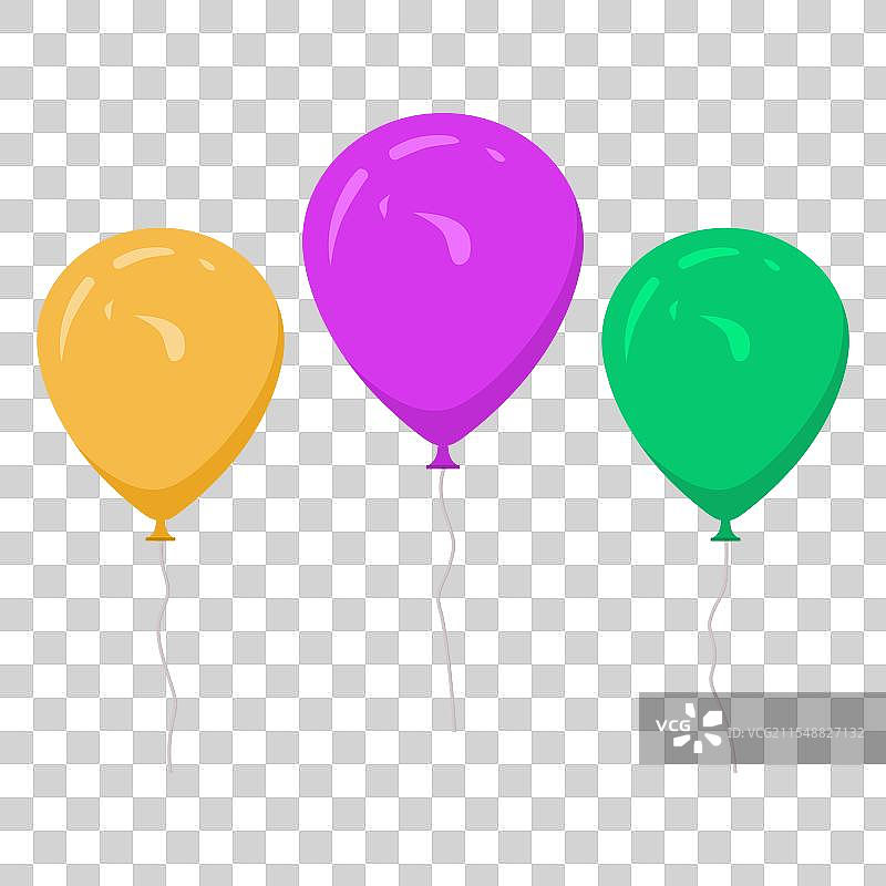 三只不同颜色的美丽气球图片素材