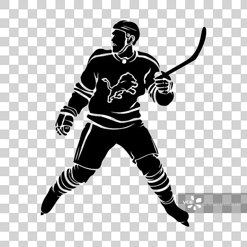 两名冰球运动员的黑色剪影图片素材