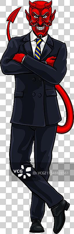 穿着西装的邪恶商人魔鬼图片素材