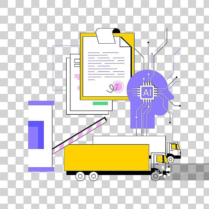 人工智能简化的海关和贸易抽象概念图片素材