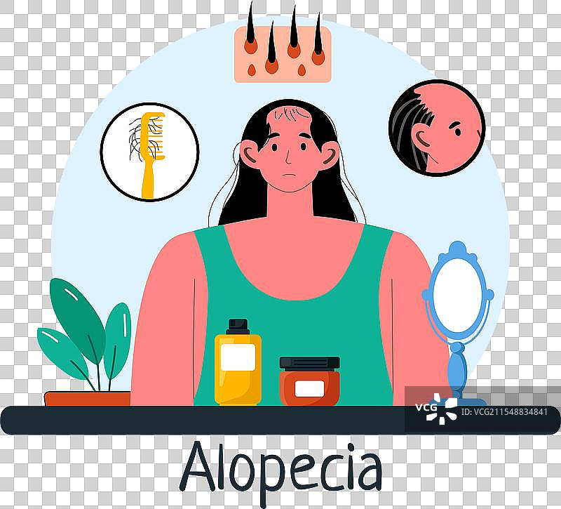 自身免疫性脱发导致的脱发症状图片素材