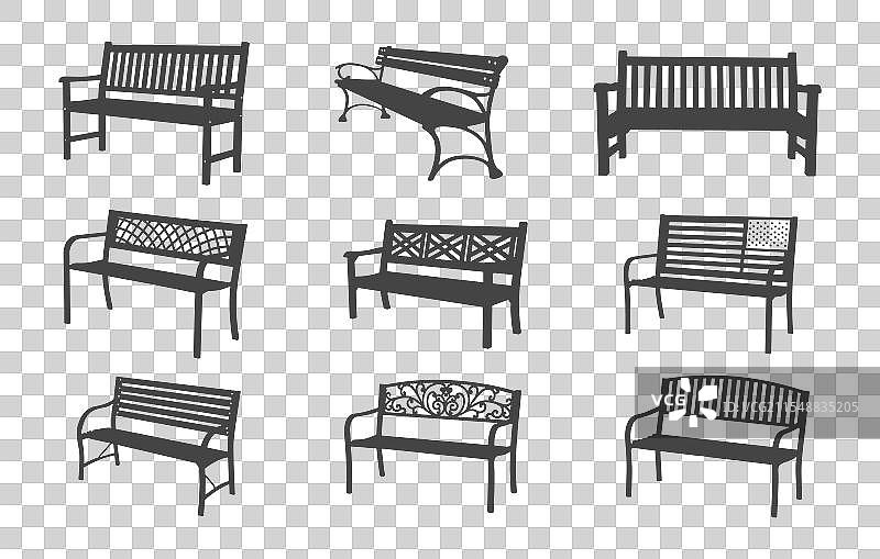 户外长椅剪影 户外长椅SVG图片素材