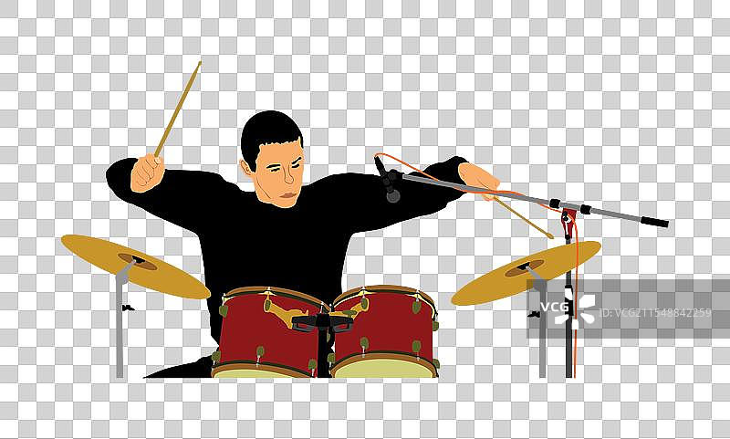 孤立的摇滚鼓手图片素材