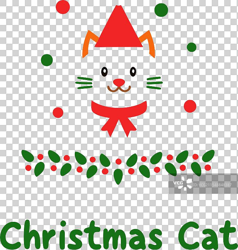 圣诞猫动物艺术T恤图标图片素材