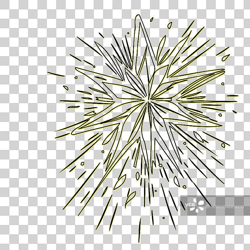 新年星星飞溅轮廓草图黄色图片素材