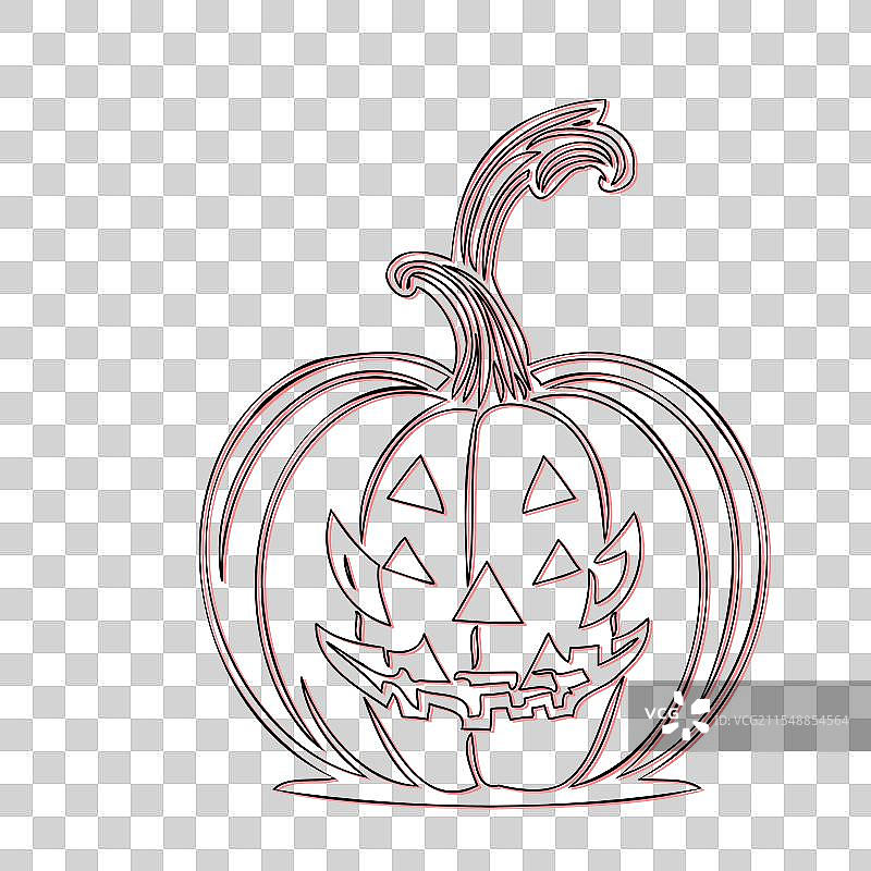 红色南瓜万圣节轮廓草图图片素材