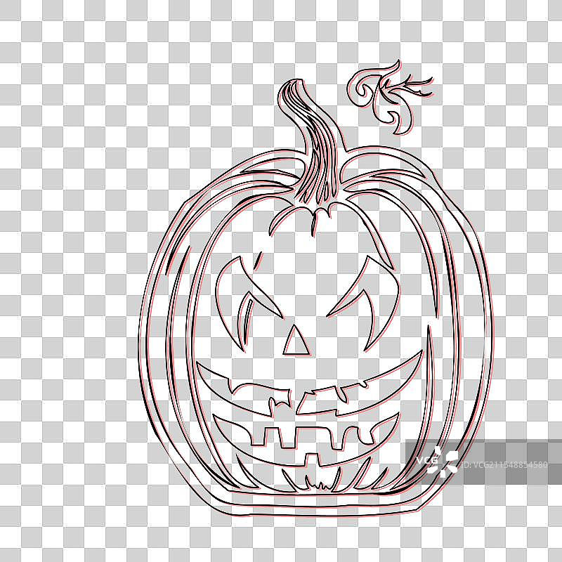 红色南瓜万圣节轮廓草图图片素材