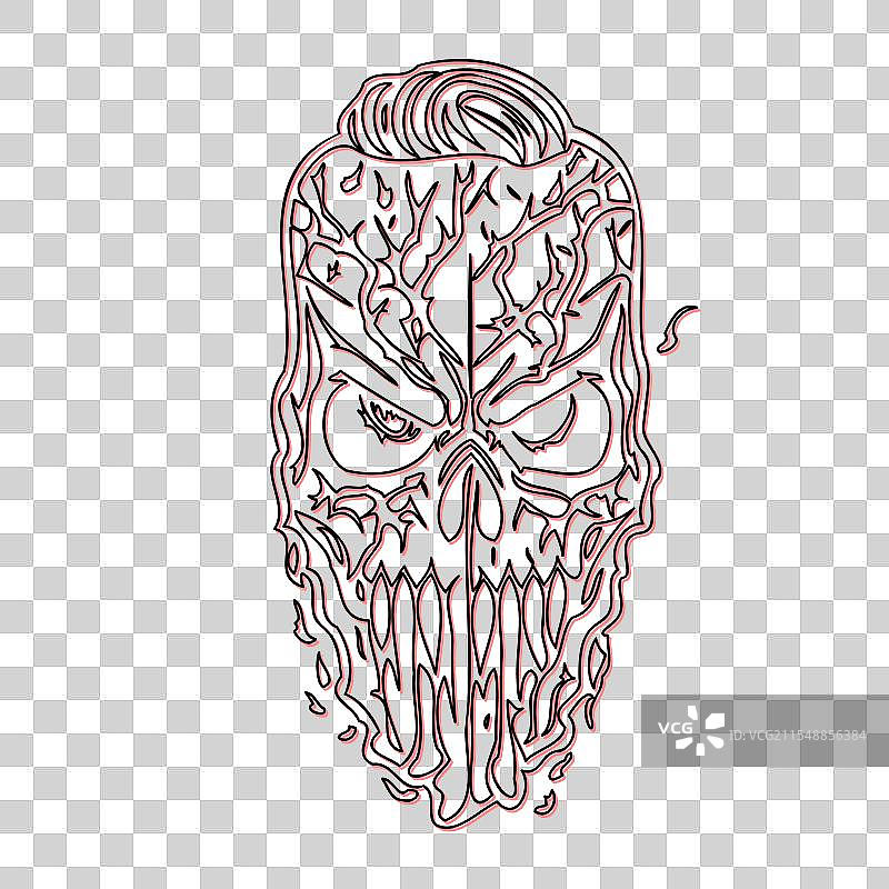 恐怖的僵尸轮廓草图，红色图片素材