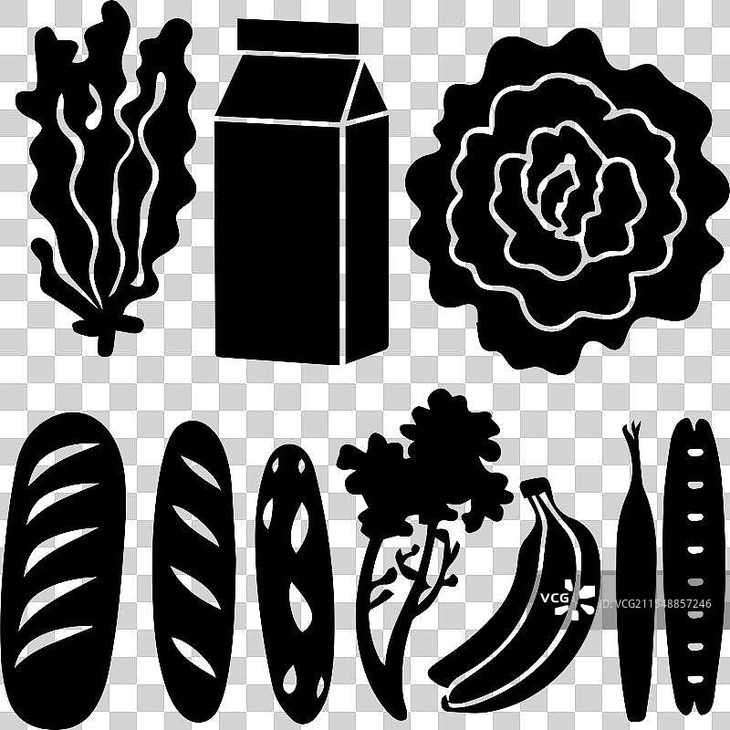 快餐相关线条图标集街头食品图片素材