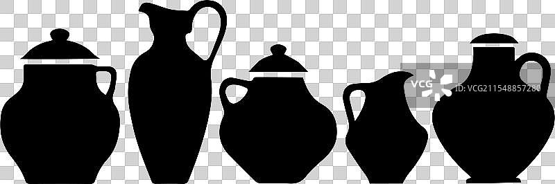 pitchers 和花瓶的轮廓图片素材