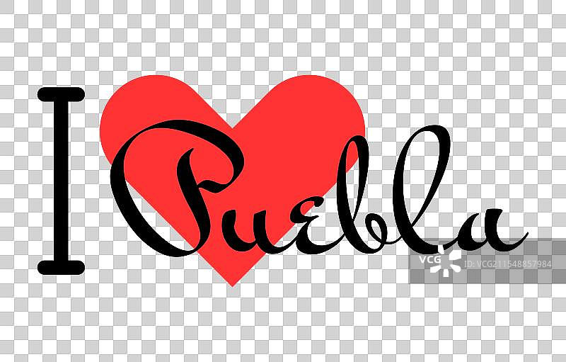 我爱墨西哥的普埃布拉市手绘字母图片素材