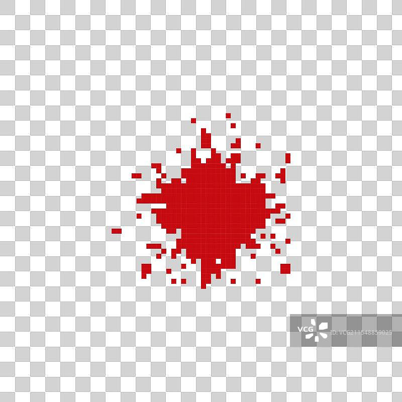 像素艺术风格的红色血迹溅射图片素材