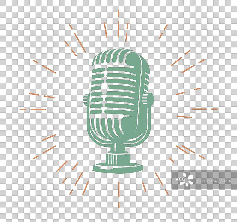 复古麦克风与复古光线图片素材