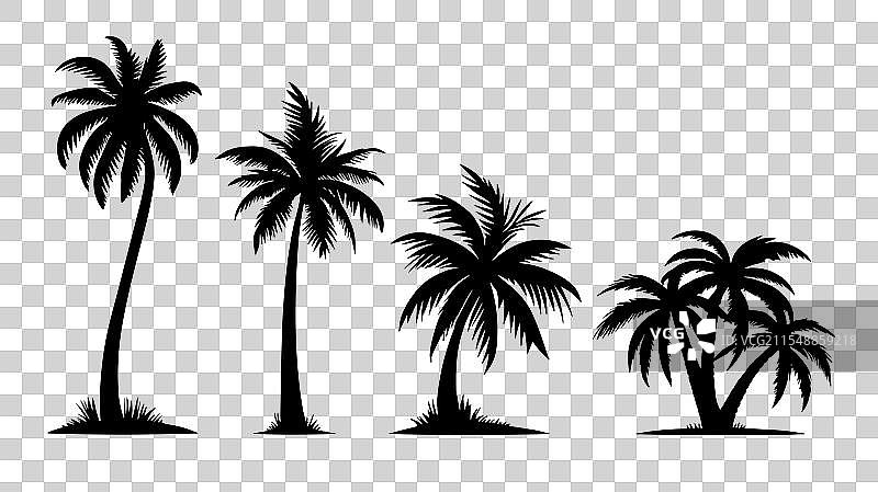 棕榈树黑色椰子图标棕榈滩黑色图片素材