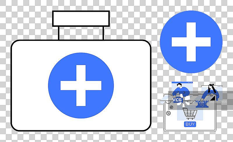 在线药房购物概念与医疗包图片素材