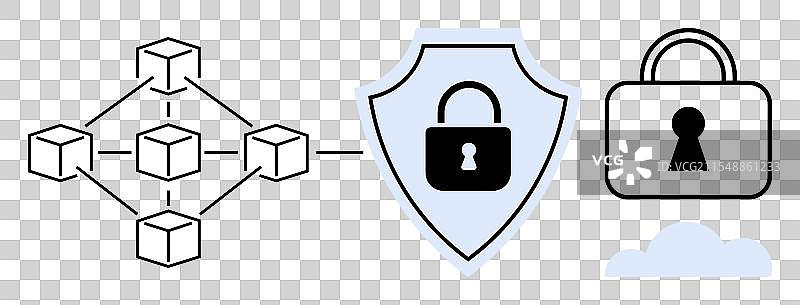 区块链保护锁的网络安全概念图片素材