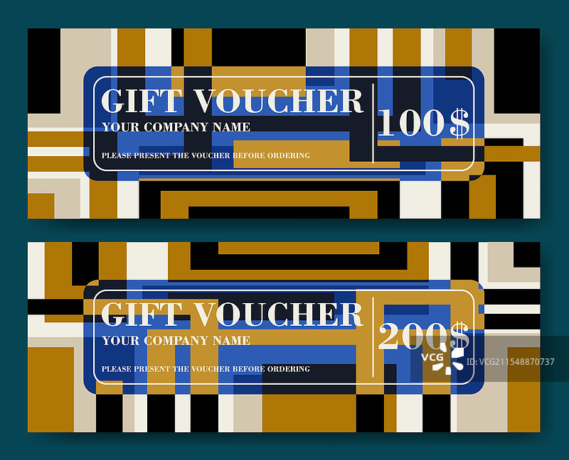 彩色几何设计的礼品券模板图片素材