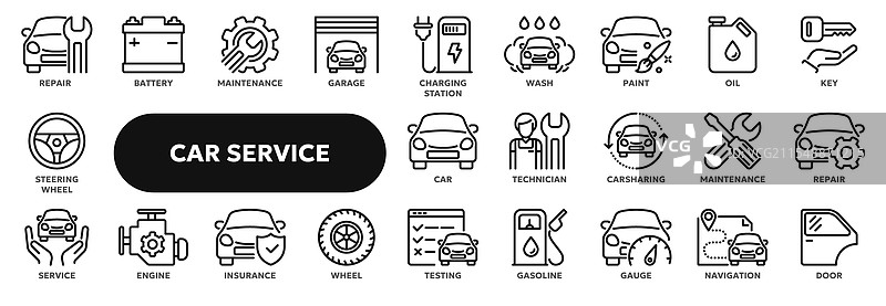 汽车服务的线条图标图片素材