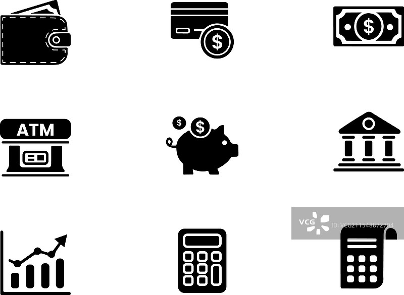 金融和银行图标集图片素材
