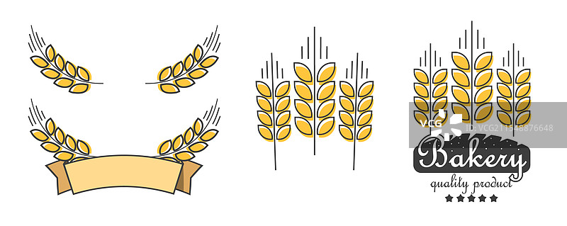 小麦面包店标志图标线条图形图片素材