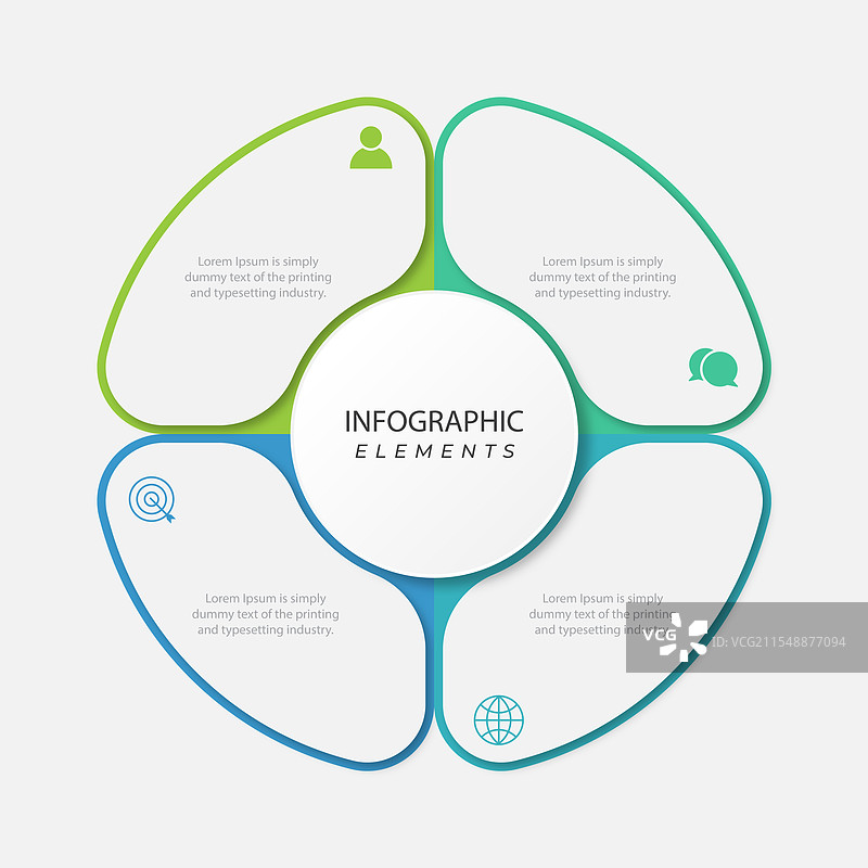 四个选项的圆形图表信息图模板图片素材