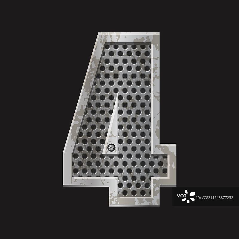 金属风格银色数字四 铁制数字4图片素材