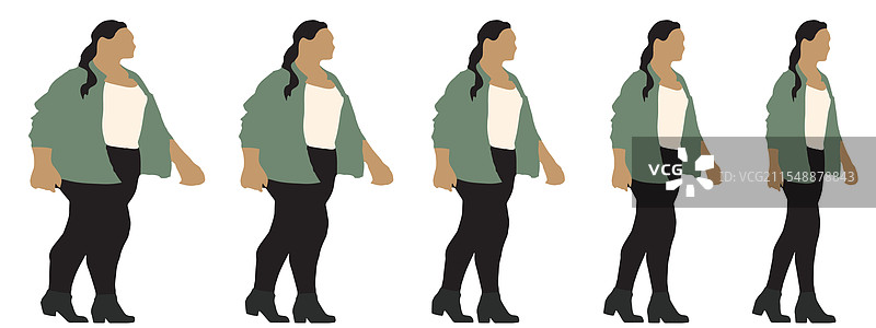 概念性肥胖女性与苗条健康女性的对比图片素材