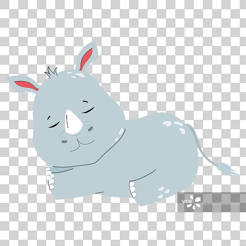 可爱的卡通小犀牛在睡觉图片素材