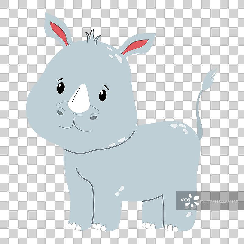 可爱的小犀牛孤立在白色背景上图片素材
