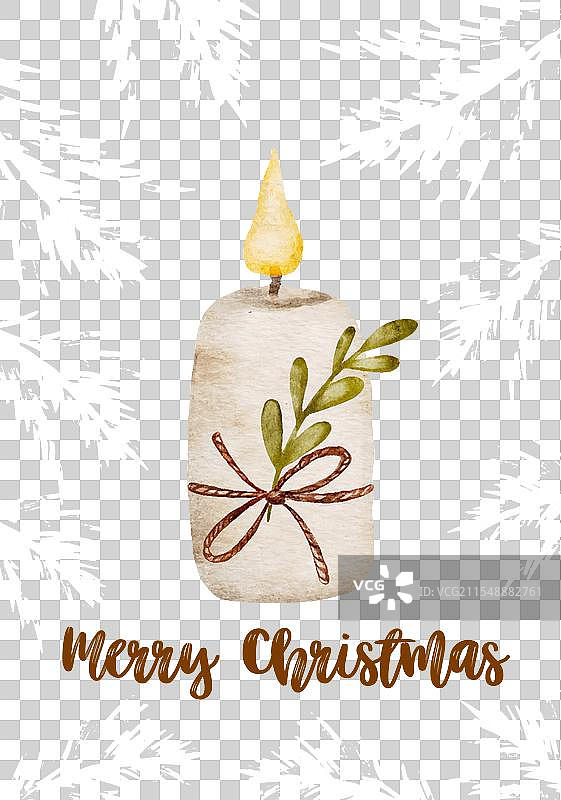 手绘圣诞贺卡与蜡烛图片素材