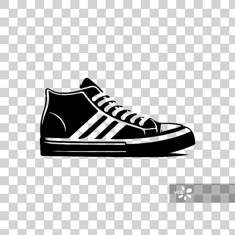 黑白运动鞋轮廓图片素材