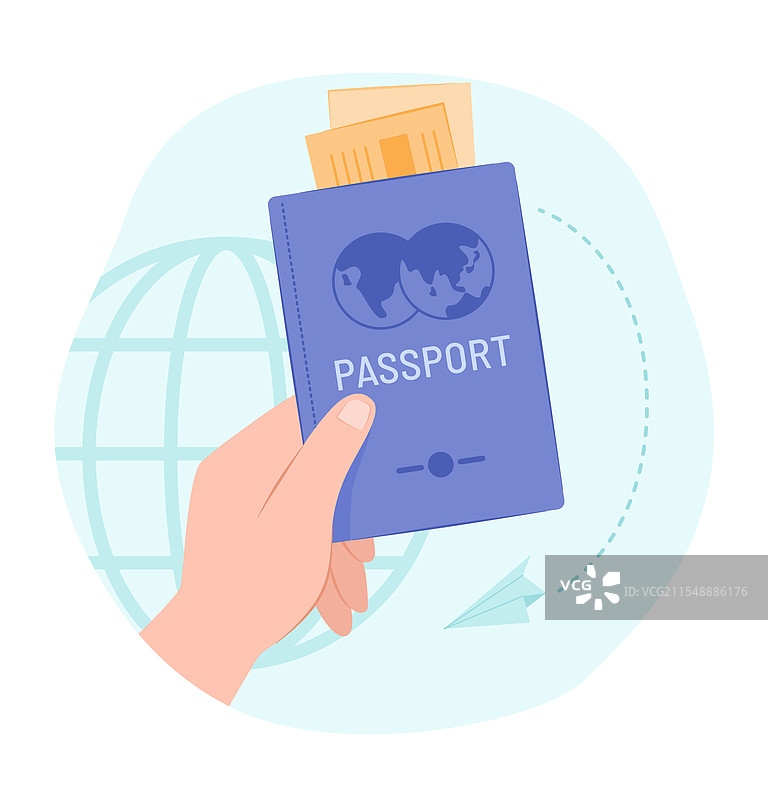 手持护照和登机牌的旅行者图片素材