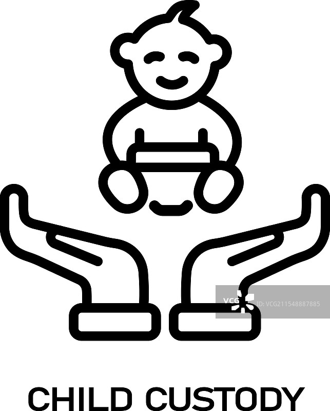 儿童监护权图标线性设计图片素材