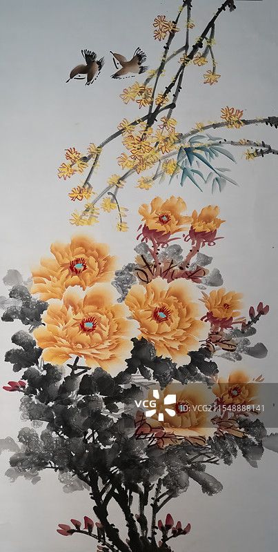 非遗，河南省民间艺术，平乐牡丹画图片素材