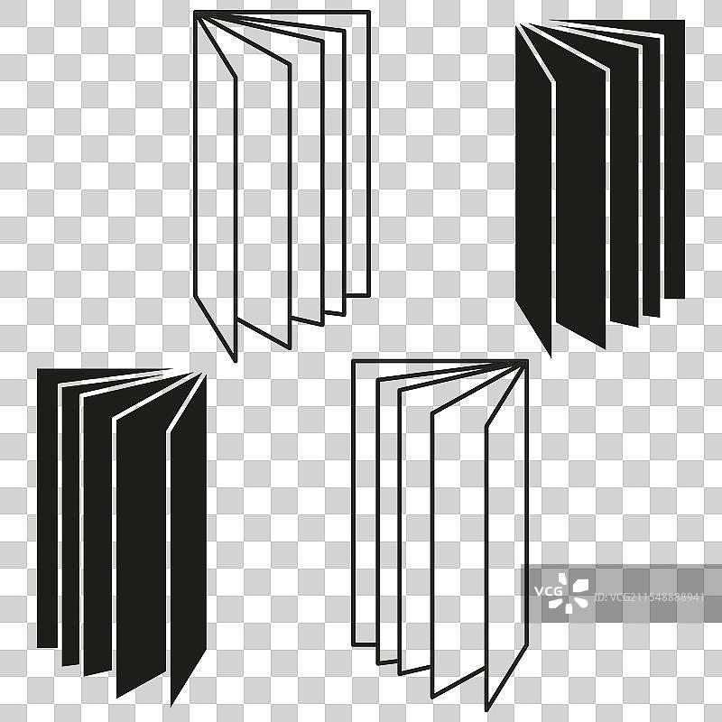 书本图标，翻开的书形轮廓图片素材