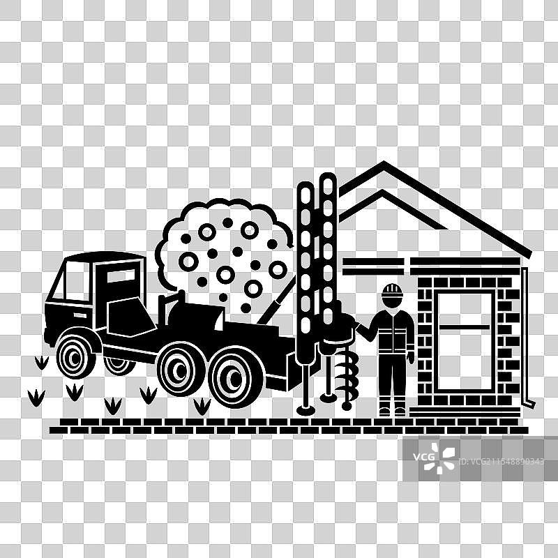 汽车和钻孔的标志图标图片素材