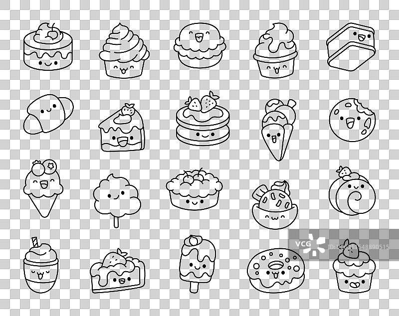 可爱的卡通甜点和甜品角色图片素材